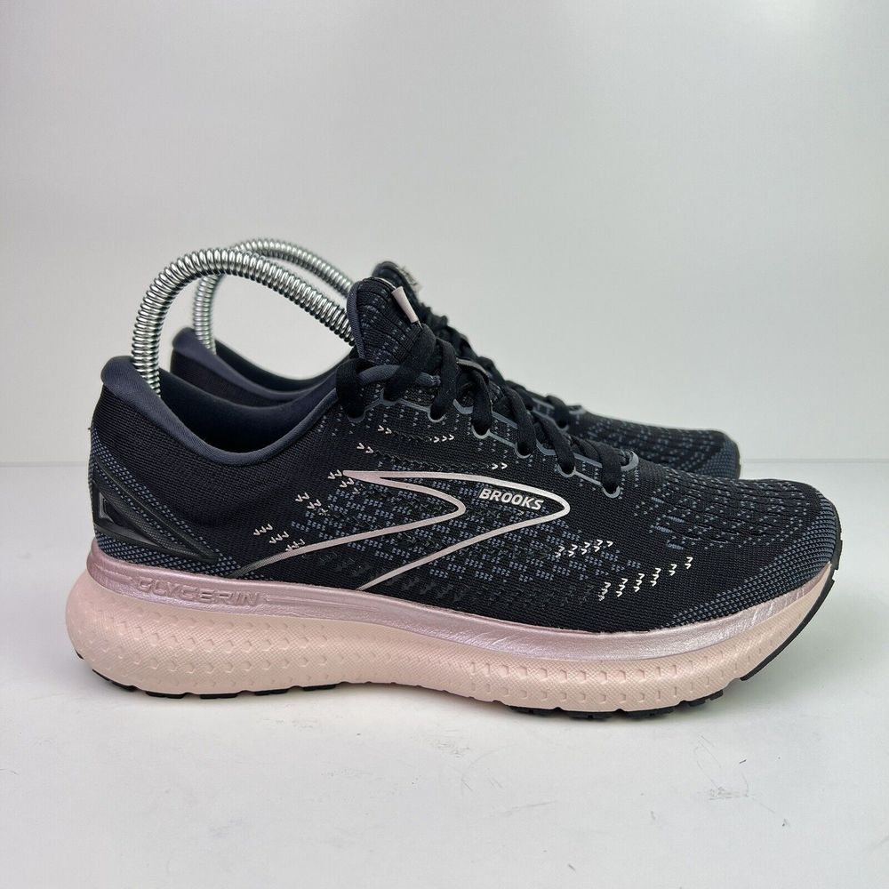 BROOKS Glycerin 19 Womens Sneakers SZ 8 D Wide Black Metallic Shoes 1203431D074
